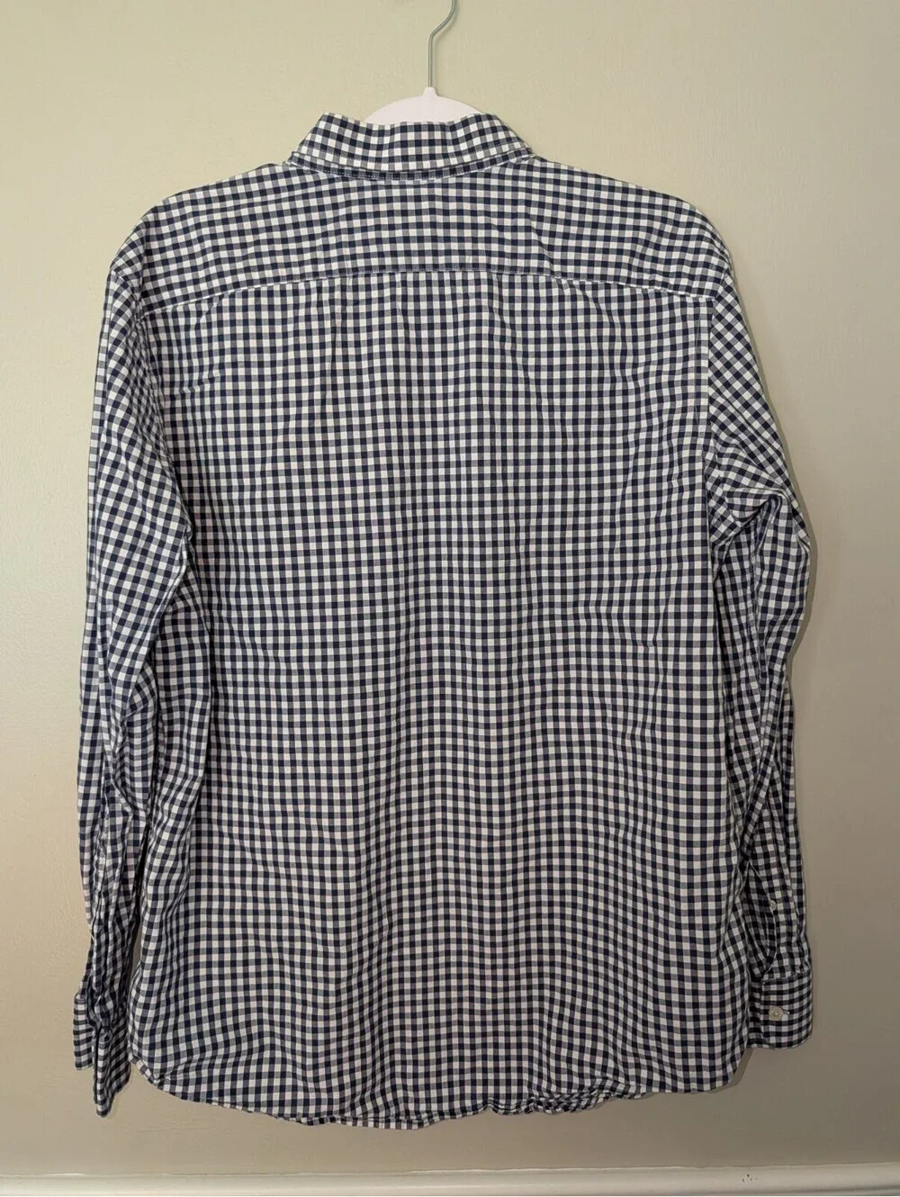 Men’s Banana Republic Long Sleeve Button Down Blue Checkered Shirt Size Large